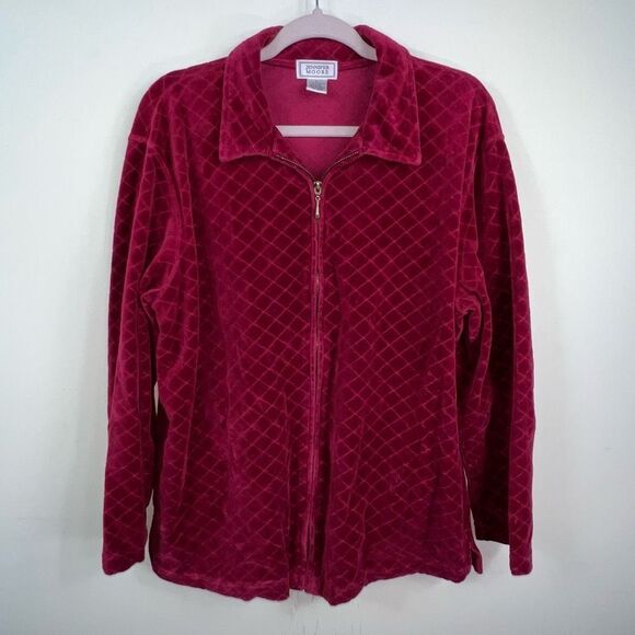 Jennifer Moore Vintage Diamond Pattern Velour Tracksuit Jacket - Picture 1 of 5